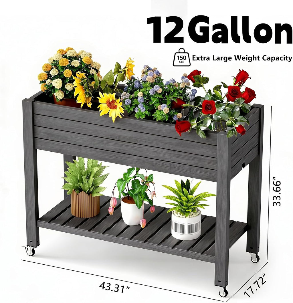 Black Tall Self-Water Resin Planter