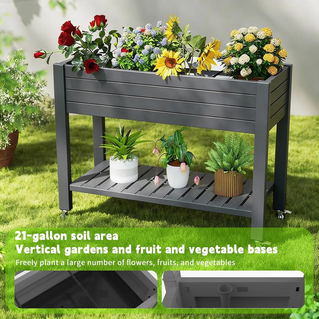 Black Tall Self-Water Resin Planter