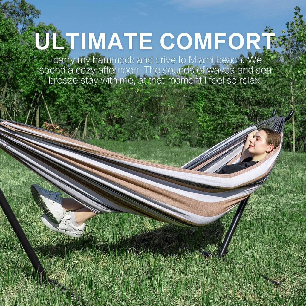 Coffee Double Hammock Stand Set