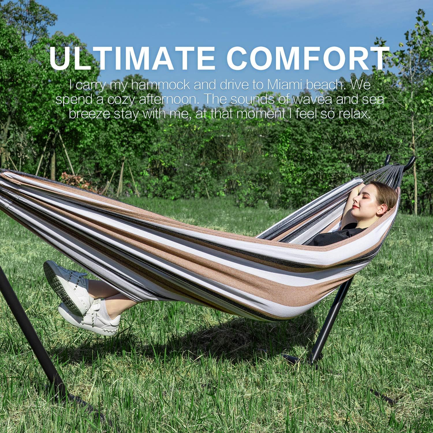 Coffee Double Hammock Stand Set