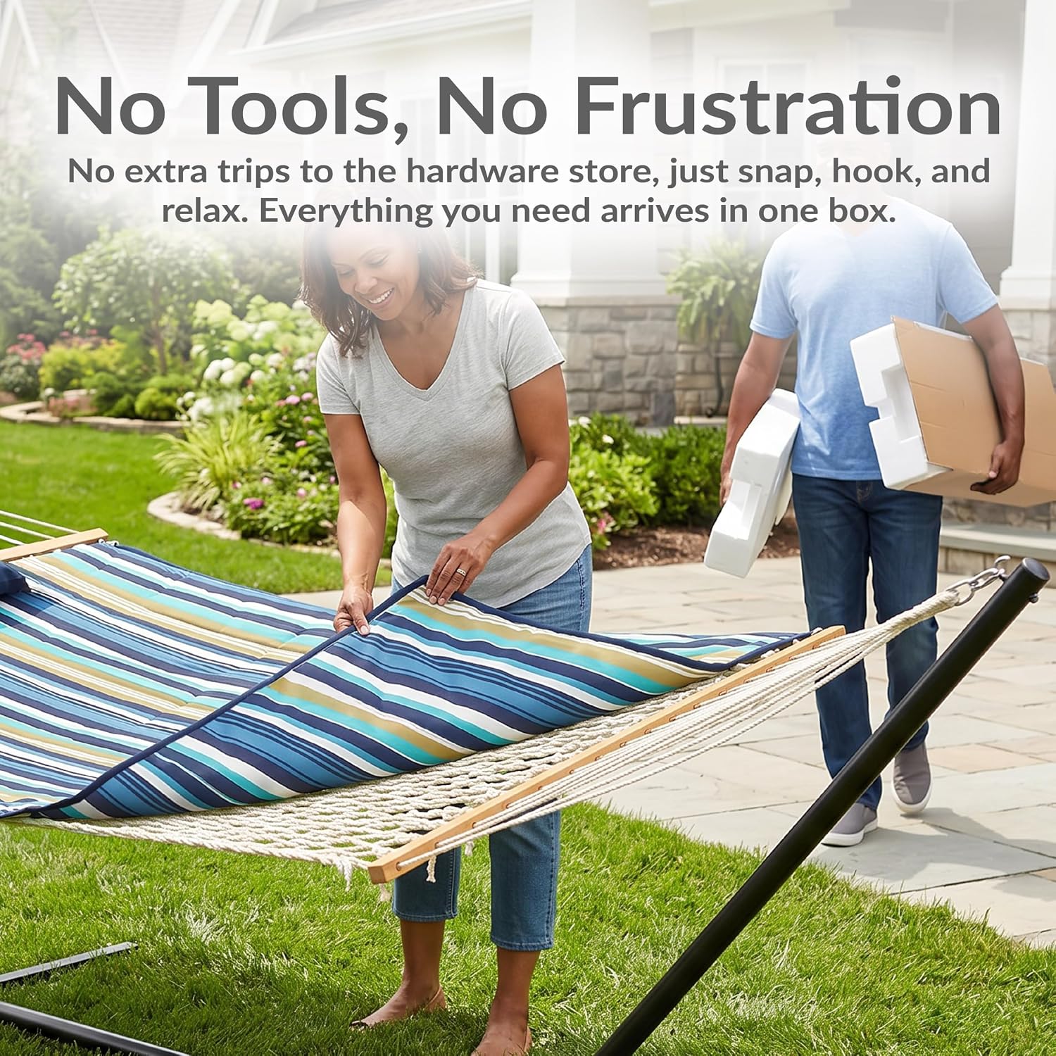 Steel Frame Rope Hammock Set
