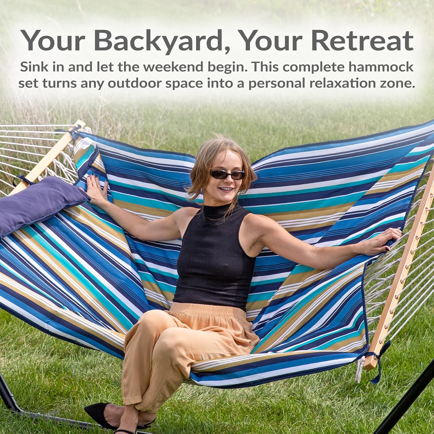 Steel Frame Rope Hammock Set
