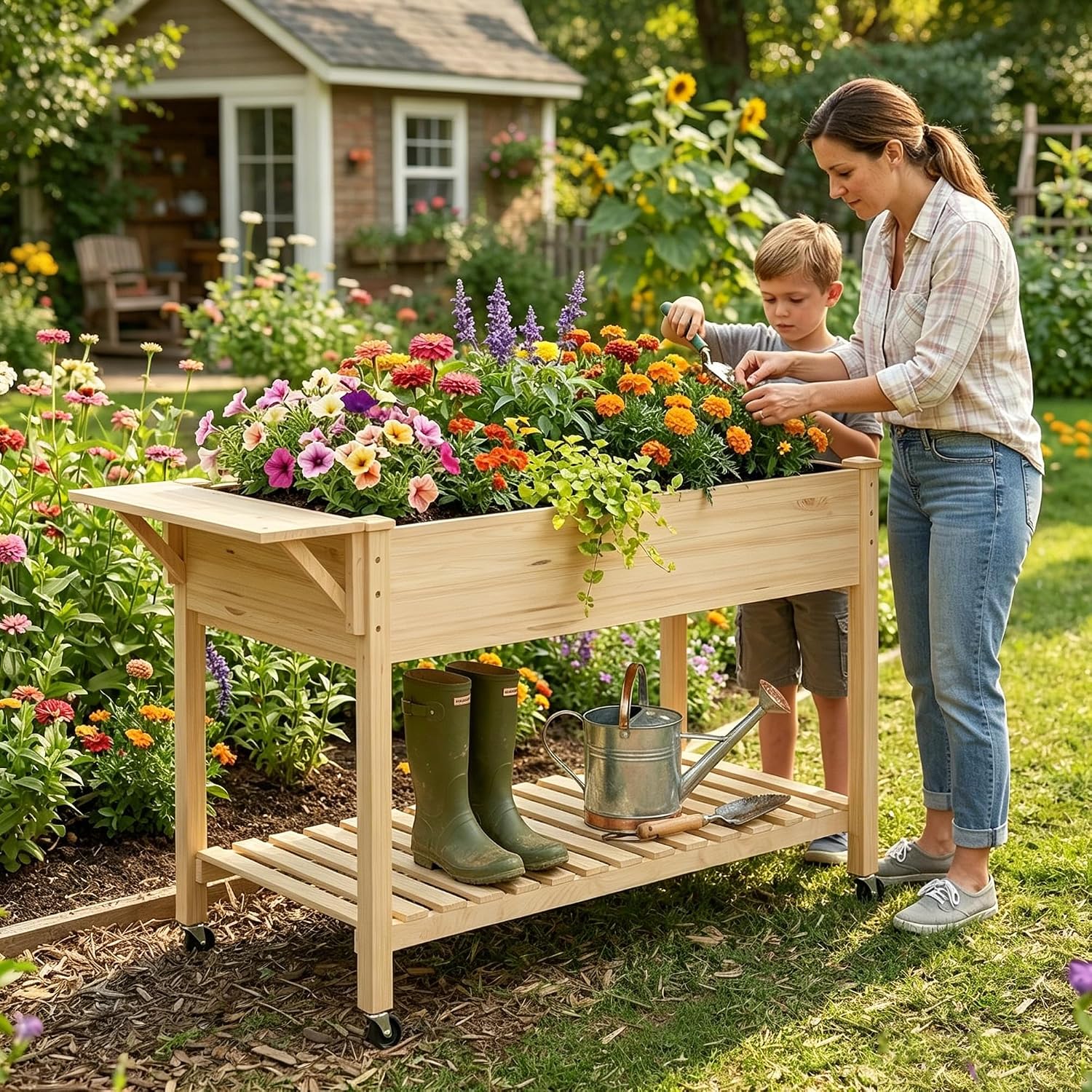 Wheeled Self-Watering Planter Box