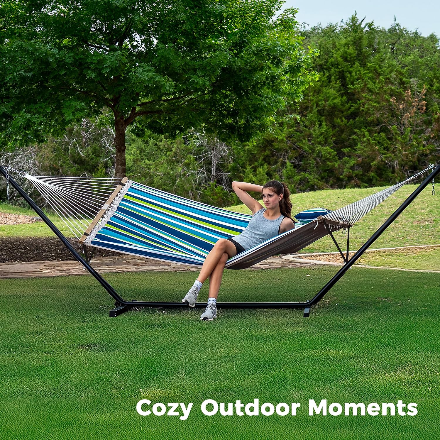 Dual Quilted Hammock Stand Set