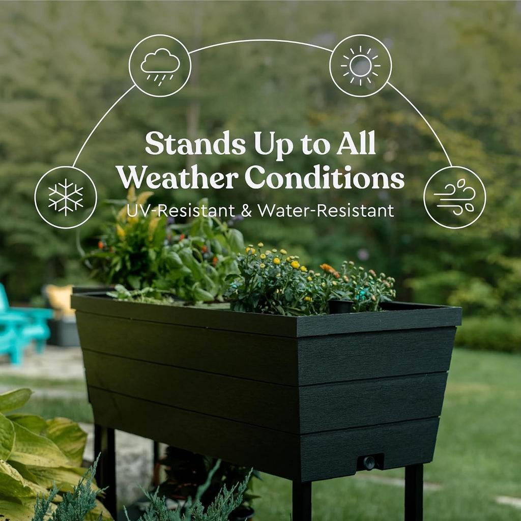 Grey Self-Water Garden Planter Bed